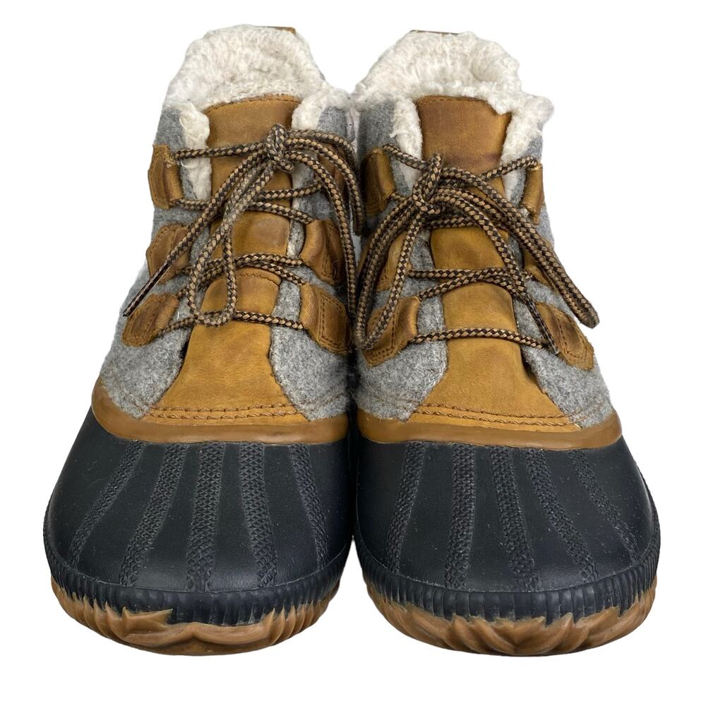 Sorel Women's Out N About Grey Leather Rain Duck Boot Size US 10 - Picture 7 of 11